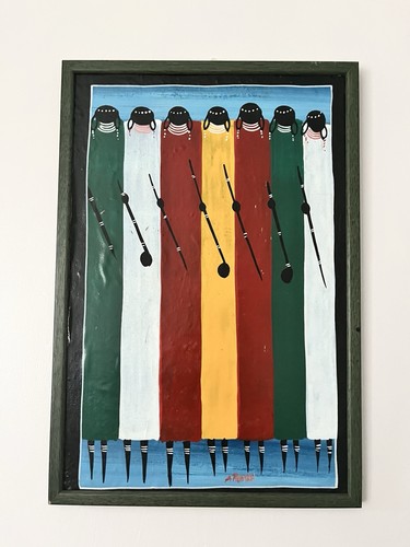 Vintage african art oil - african, on