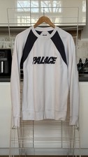 Palace Skateboards White Cotton Crew Neck Jumper Embroidered Logo has few marks