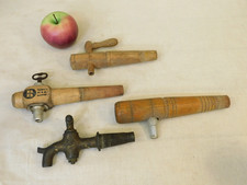 Lot 4 Vintage Wood Old Barrel Beer Keg Spigot Spout Taps Rustic