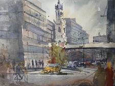 London Street Scene Watercolour Painting - Signed Original 