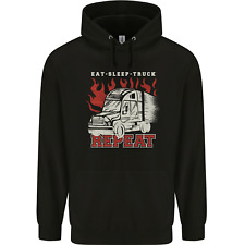 Lorry Driver Eat Sleep Truck Trucker Mens 80% Cotton Hoodie