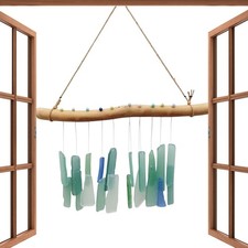 DEEP BLUE SEA GLASS WIND CHIME