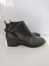 Faith Black Ankle Boots Women’s Size UK7 Block Heel Side Zip Buckle Detail 