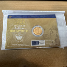 2002 Half Sovereign sealed on Royal Mint card 22ct Gold