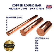 Copper Round Bar 3/4/5/6/8