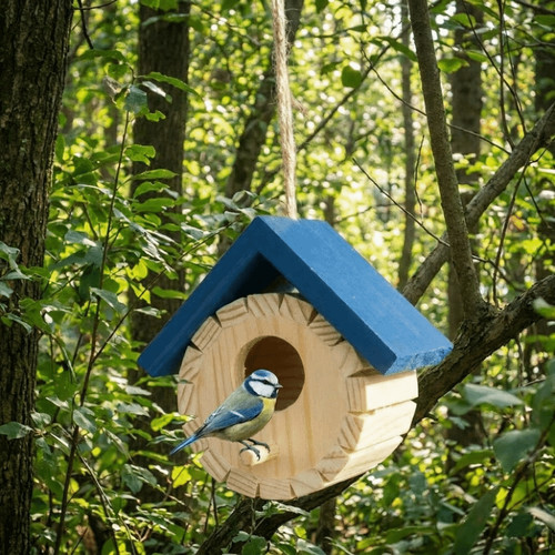 1pc wooden bird house hanging - 1pc,