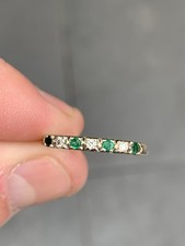 9ct Gold Diamond Emerald Seven Stone Ring, 9k 375