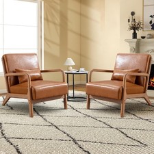 2x Brown Faux Leather