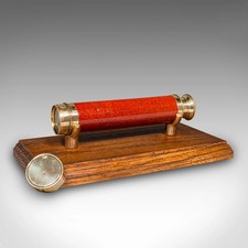 Small Antique 3 Draw Telescope, English Brass, Fruitwood, Terrestrial, Victorian