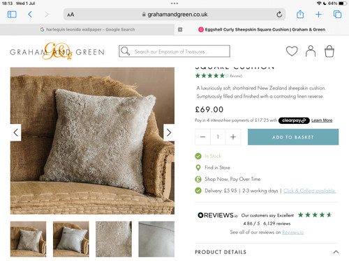 Curly sheepskin square cushion - sheepskin,