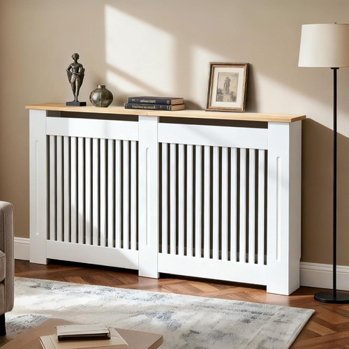 White wood radiator cover - white,