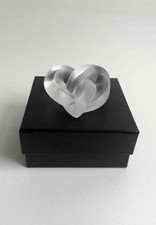Lalique Glass Knot Hearts Sculpture with Satin Finish Handmade in France