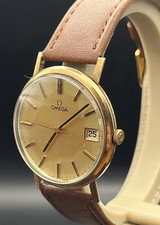 Vintage Omega, Solid 9ct Gold, NEW CRYSTAL, w/ Date, Manual, OG Parts ~ 1974