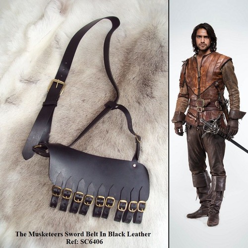 Musketeer leather rapier belt - rapier,