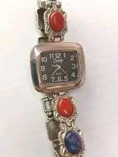 Swap women's silver tone and stones quartz chain bracelet watch