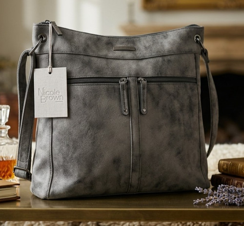 Nicole brown grey hand bag - brown,