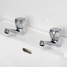Bristan VAC 1/2 C MT Club Traditional Basin Taps Chrome Pair With Metal Heads