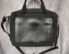 Gucci GG Canvas Messenger Business Bag – Black Monogram Leather Trim USED