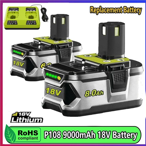 0ah for 18v ryobi - 2x, 8.0ah