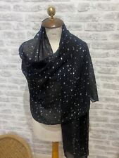 MATALAN loose weave scarf cover up wrap with silver tone stars oblong S755
