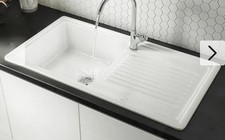 Bower White Ceramic 1.0 Bowl Kitchen Sink SMALL DAMAGE