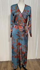 Zara Satin Kimono Teal Floral