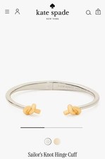 Kate Spade Women's Sailors Knot Silver/Gold Hinge Cuff Bracelet New In Box & Tag