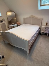 Ivory Wooden Rattan Bed Frame