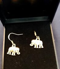 Gold lucky elephant earrings on hooks and gift boxed