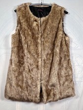 So Fabulous brown soft fuzzy teddy faux fur retro sleeveless gilet waistcoat, 16