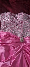 Gorgeous Pink And Silver Sequin Prom Dress Size 8 Sexy Split At The Front
