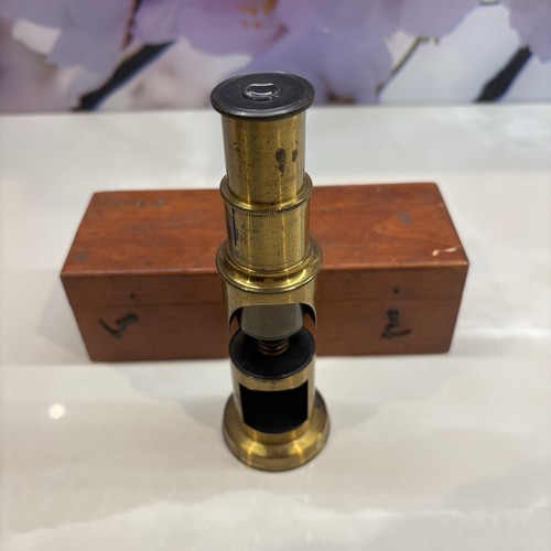 Antique brass drum microscope - antique,
