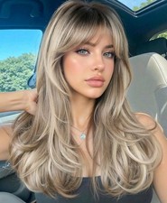 Long Layered Blonde Wig with