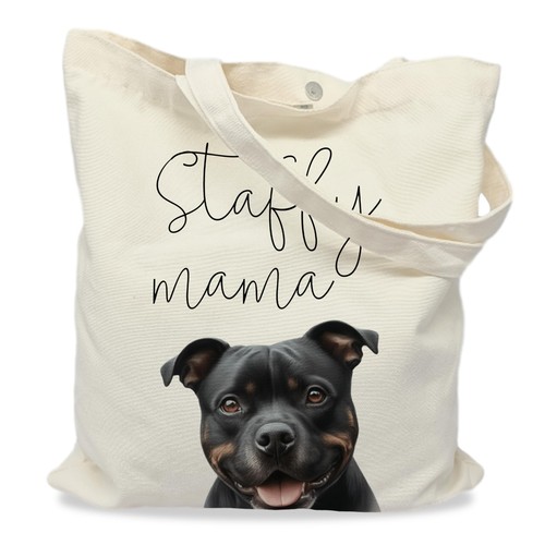 Staffy mama tote bag - staffy,