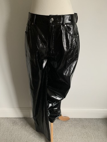 Black shiny faux - faux, leather