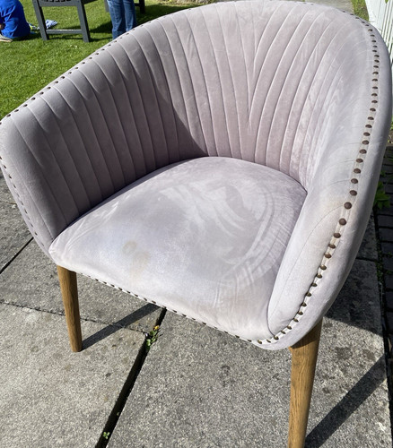 Grey velvet upholstered tub - grey,
