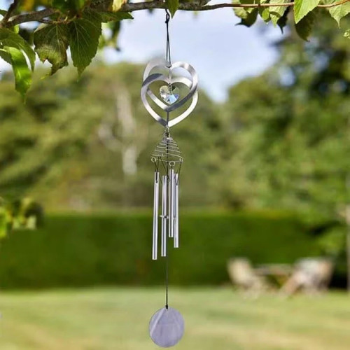 Crystal heart wind chime - heart,