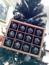 Set 12 Krampus Xmas/Krampusnacht Baubles Decorations Gothic Metal Horror Black