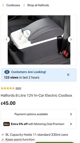 Halfords 8lt cooler box - halfords,