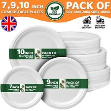 Biodegradable Paper Bagasse Rigid Paper Plates Disposable Party Plates 7 9 10 UK