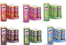 Pringles Crisps Salt Vinegar Original Prawn S C Potato Crisps 165G (Pack of 6) 