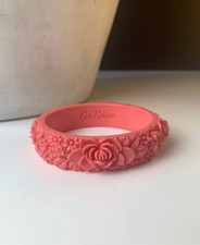 Cath Kidston Pink Floral Bangle Bracelet Boho Retro Plastic Type Moulded Design