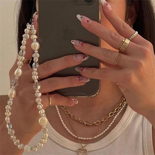 Beaded phone wrist strap - beaded,