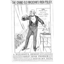 BEECHAMS PILLS William Gladstone Magician Victorian Advert 1886