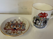 BRIDGWOOD Charles & Diana Trinket Dish July 1981 Wedding Souvenir 4" & Mug
