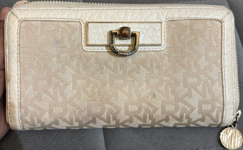 Dkny beige leather canvas - dkny, &