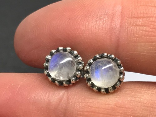 Rainbow moonstone round stud