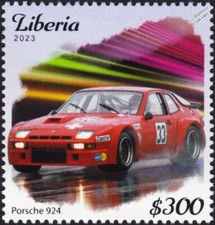 PORSCHE 924 Carrera Race/Racing Car Stamp (2023 Liberia)