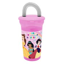 Princess Plastic Tumbler With Straw Water Drinks Children Back to School Disney
