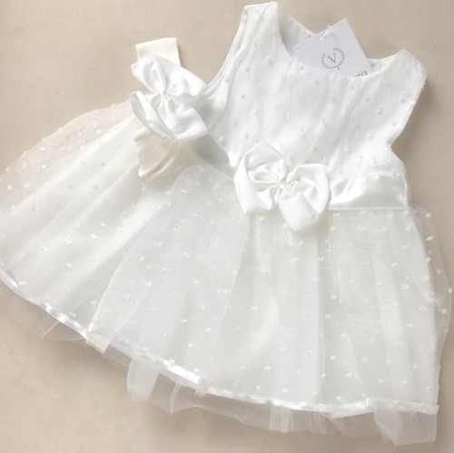 Baby girls ivory dress - ivory, bow